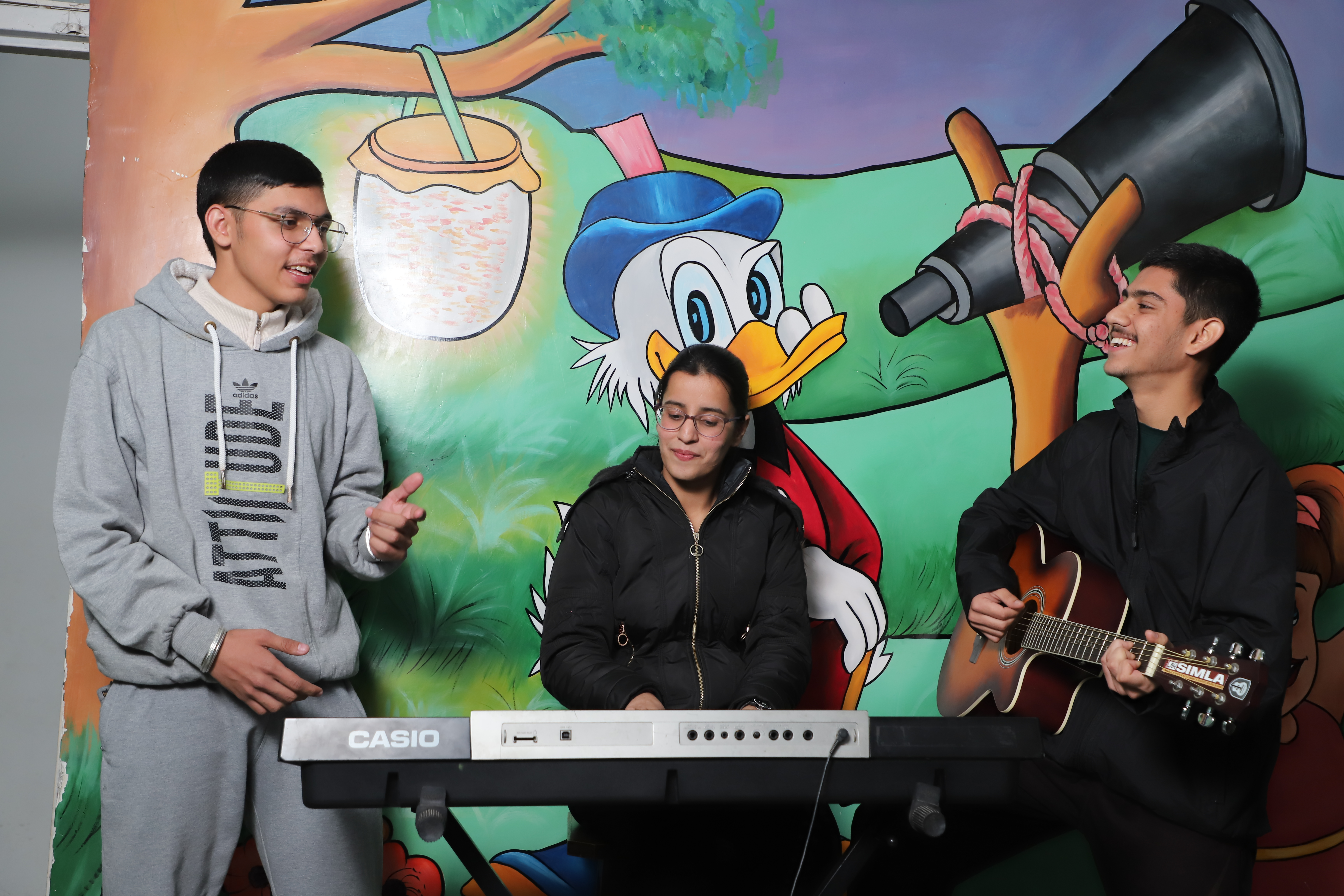 AIS students performing on the arts studio stage